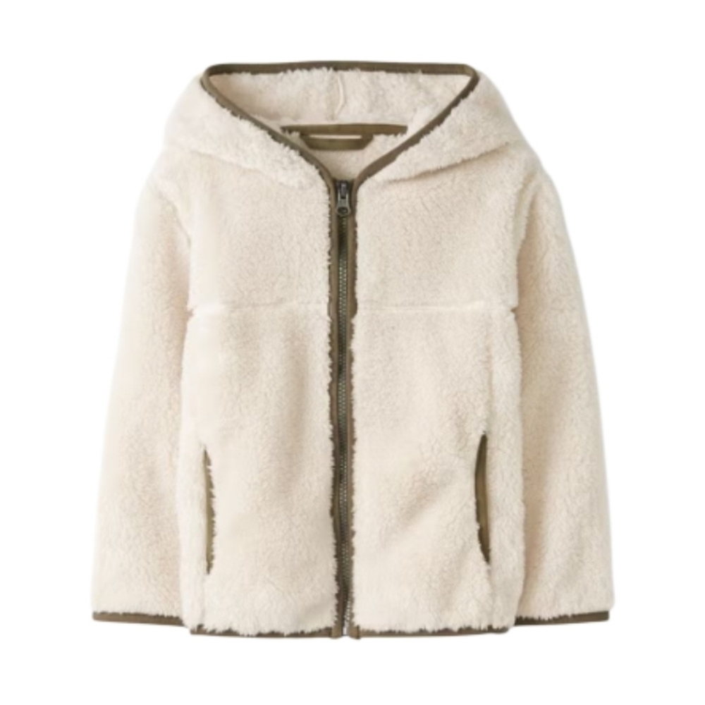 Hanna Andersson Jacket, Size 4, Cream Fleece, Sage Green, Hoodie, Zipper, Comfy